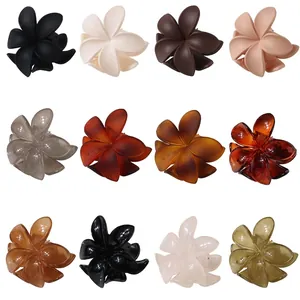 Elegant Plumeria Flower Hair Claw Clip For Women Plastic Botanical Floral Hair Accessory Glossy Matte Finish Hair Accessory