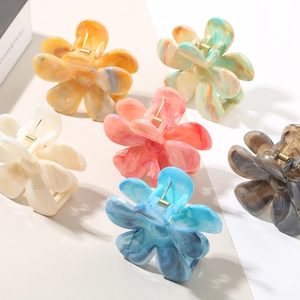Floral gradient hair claw clips in six stylish colors with glossy acetate finish