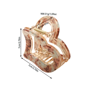 Floral acetate heart hair claw clip with 31g weight and 7cm size for secure hair styling