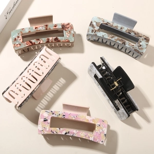 Lot de 5 pinces à cheveux rectangulaires en acétate aux motifs marbrés pour coiffure chic