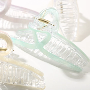 French style cloud claw hair clips in pastel macaron colors with golden glitter finish