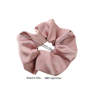 Pink 13cm oversized satin scrunchie hair tie with soft glossy texture and fluffy design