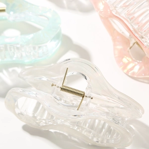 French cloud hair claw clips with iridescent mermaid finish in pastel wave design