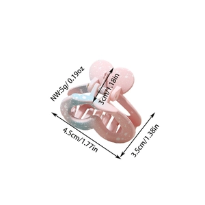 Mini heart-shaped gradient pink and blue hair claw clip with splash ink pattern and metal spring