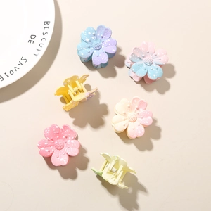 Lot de pinces à cheveux fleurs 4cm avec dégradé de couleurs et fini mat moucheté