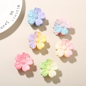 Lot de 6 pinces à cheveux fleurs de 4 cm, dégradé de couleurs mat avec taches d'encre blanches