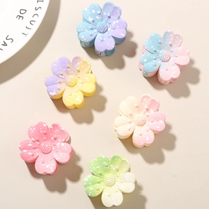 Détails des pinces à cheveux fleur de 4cm mates avec dégradé de couleurs et effet taches