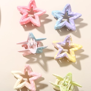 Star shaped gradient hair claw clips set with splatter ink pattern for women styling