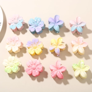 Lot de 12 pinces à cheveux fleur dégradées avec finition mate mouchetée et tons acidulés