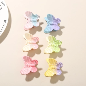 Détails de 6 pinces à cheveux papillon avec dégradé macaron et finition mate poudrée