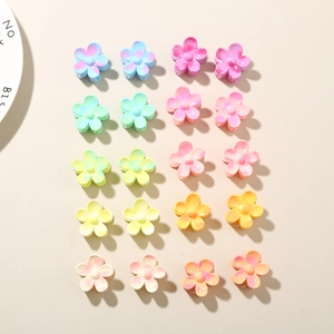 Set of 20 mini matte flower hair claws in assorted pastel macallon colors for women