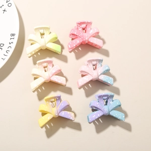 Sechser-Set Haarklammern mit Schleife in Macaron-Farbverläufen mit matter Oberfläche