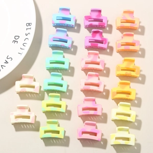 Collection de pinces à cheveux carrées de 2,5 cm aux motifs de texture marbrée macaron