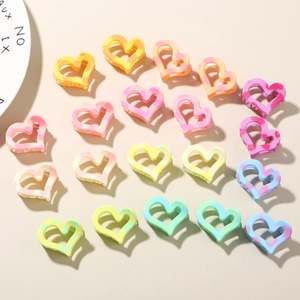 19-piece set of macaron heart hair clips with marble texture for girls' hairstyling