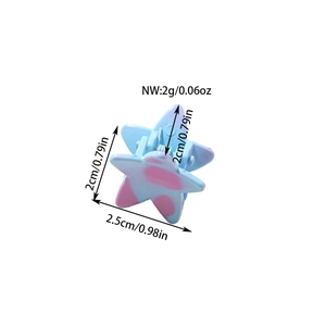 Star-shaped small hair claw clip in matte blue with pink spots, size 2.5cm x 2cm