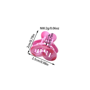 Pink heart-shaped 2.5cm mini hair claw clip for kids showing precise dimensions and weight