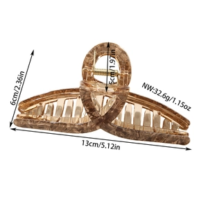 Large tortoiseshell acetate claw clip for thick hair, 13cm length, stylish marble pattern