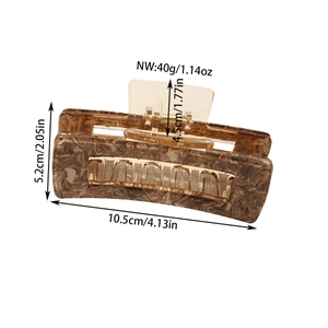 Detailed dimensions of large tortoise shell acetate hair claw clip for thick hair