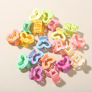 Colorful 2.5cm macaron heart mini hair claw clips with marble texture for girls