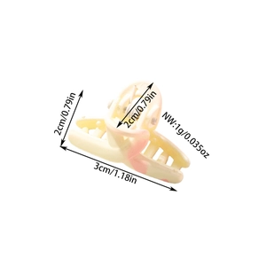 Minimalist 3cm cream yellow hair claw clip with pink marble pattern for girls