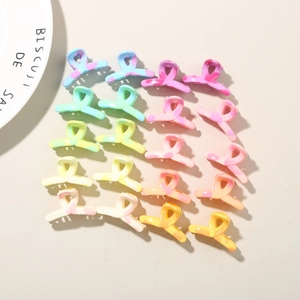 Set of 16 macaron colored 3cm marble texture mini hair clips for girls hair accessories