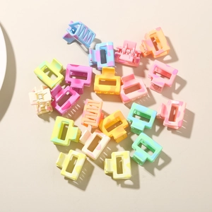 Mini marble textured square hair claws in vibrant multi-colored assorted sets