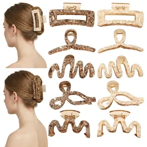 Large Acetate Hair Claw Clips Elegant Marble Tortoise Pattern Shark Clips For Thick Hair Women Fashion Hair Accessories