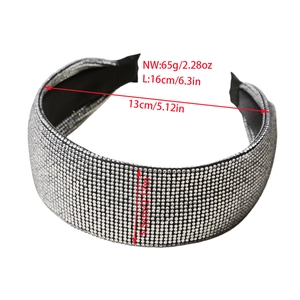 Serre-tête scintillant en strass pour femme avec bandeau large rembourré et brillant