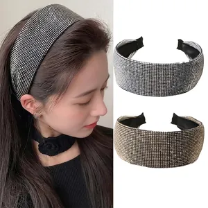 Serre-Tête Large en Strass Étincelant Mode Cerceau à Cheveux Plein de Diamants pour Femmes Fête Mariage Accessoires Cheveux