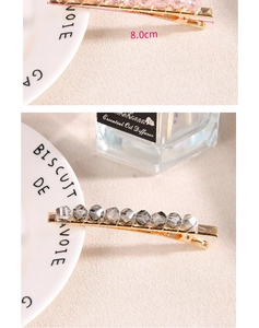 Détail de barrettes à cheveux en cristal de 8,0cm avec base dorée en rose et gris