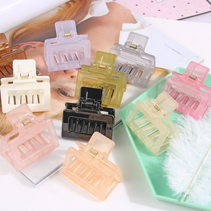 Rectangle jelly acrylic hair claw clips in various colors for thick hair accessories