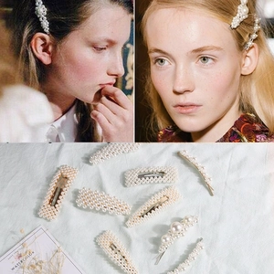 Pinces à Cheveux Nœud en Künstliche Perles de Style Coréen Élégant Alliage Cristal Géométrique Épingle à Cheveux pour Femmes Accessoires de Cheveux de Fête Quotidiens
