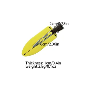 Yellow no-bend hair clip for makeup with leaf shape design and 6cm length dimensions