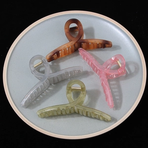 Lot de 4 grandes pinces à cheveux de 13cm en écaille et couleurs translucides