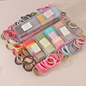 15pcs high elasticity hair ties set in clear storage box with multi-color macaron tones