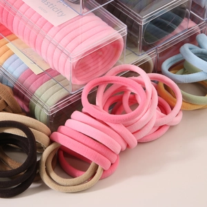 15pcs set of 5.5cm high elasticity colorful hair ties in a clear storage box