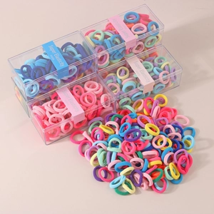 High Elasticity Colorful Hair Ties For Kids Women Fabric Seamless Hair Bands For Daily Styling With Transparent Storage Box