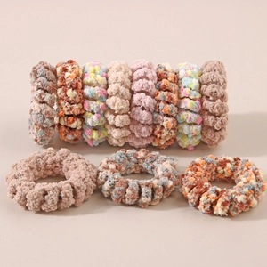 Chouchous en Fil Téléphone en Peluche pour Femmes Élastiques sans Couture Style Coréen Hiver Chaud Porte Queue de Cheval Simple