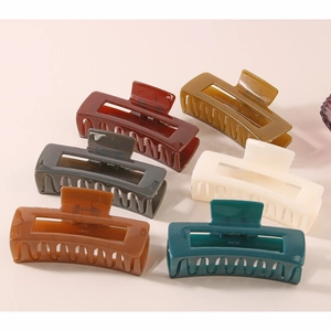 Detail of 6-piece Morandi rectangular hair claw set in polished plastic material