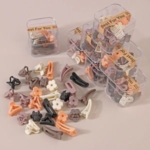 Morandi colors mini hair claw clips set in transparent gift box for women and girls