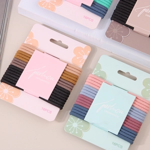 16-piece set of high-elasticity hair ties in various Morandi colors on a display card