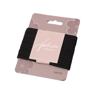 Set of 16 high-elasticity black hair ties 5.5cm on a display card for women