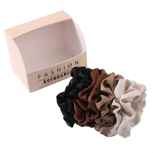 Elegant Satin Fabric Scrunchies For Women Earth Tone Elastic Hair Ties Milk Silk Hair Rings Boxed Fashion Hair Accessories