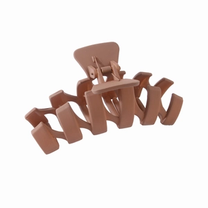 Matte mocha brown N-shaped large hair claw clip for women's thick hair styling