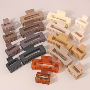 Matte finish rectangular hair claw clips set in various earth tones and sizes