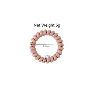Matte nude pink spiral telephone wire hair tie with 5.5cm diameter for women
