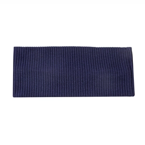 Detail shot of the navy blue ribbed knit texture on this wide elastic headband