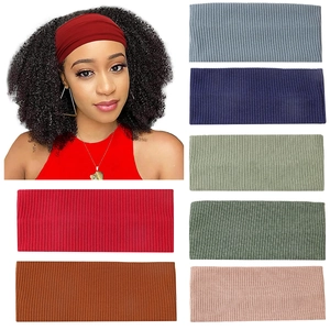 Women Western Style Ribbed Knit Headband Solid Color Wide Elastic Hair Band Soft Cotton Blend Turban Yoga Sport Face Wash Hair Accessories