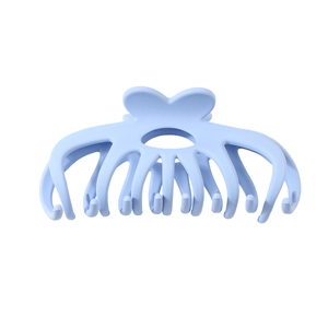 12cm light blue matte large plastic hair claw clip with heart-shaped handle for women