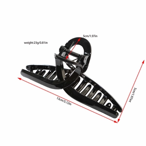 Large black glossy 13cm hair claw clip for women with detailed size and weight measurements